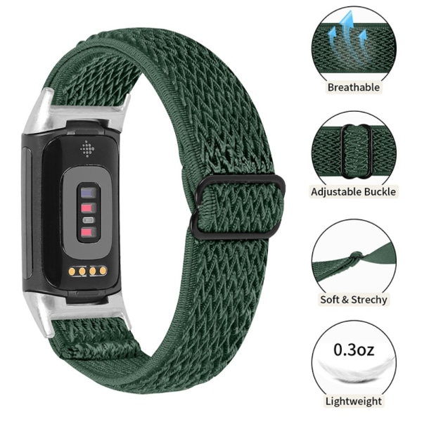 Vävd Nylonarmband Fitbit Charge 6 Grön