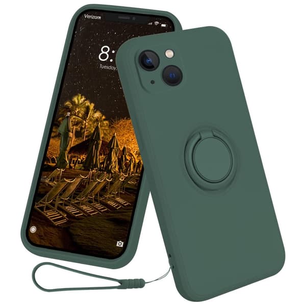 iPhone 15 Plus -kuori renkaalla, vihreä