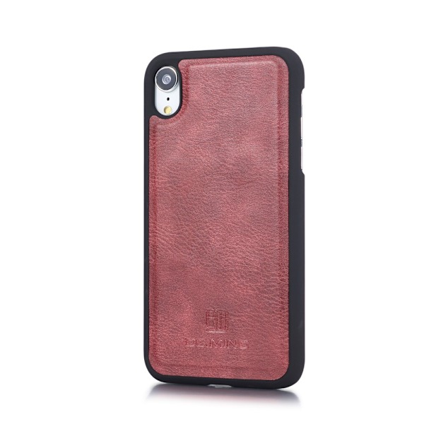 DG.MING 2-in-1 Magnet Plånbok iPhone XR Punainen