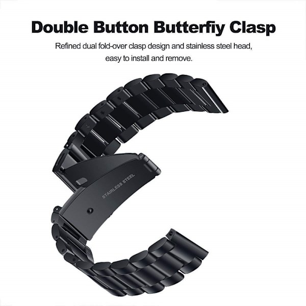 Huawei Watch GT/GT 2 46mm/GT 2 Pro musta metalliranneke