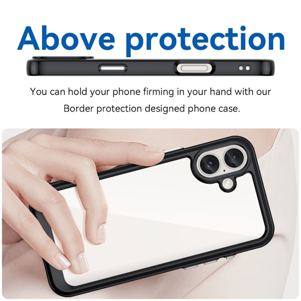 Hybrid Edge Case iPhone 16 Plus Musta