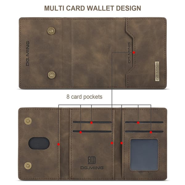 DG.MING 2-i-1 Magnetiskt Skal Med Kortfack iPhone 16 Pro Max Bru