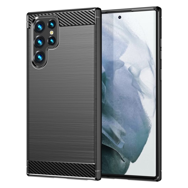 Kulstof stødsikker TPU cover til Samsung Galaxy S23 Ultra Black