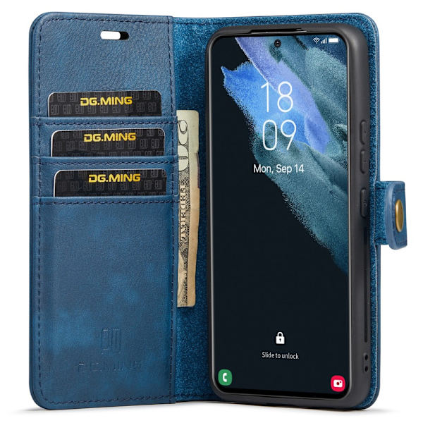 DG.MING 2-in-1 Magnet Wallet Samsung Galaxy S22 Blue