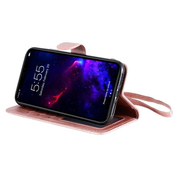 Magnetisk pung i læder til iPhone 11 Rose Guld