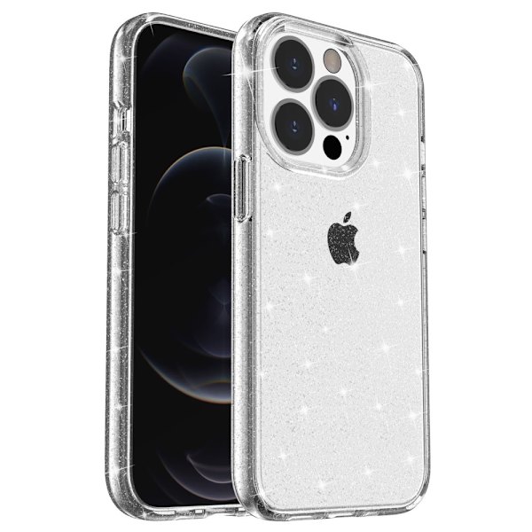iPhone 15 Pro -kuori, läpinäkyvä glitter