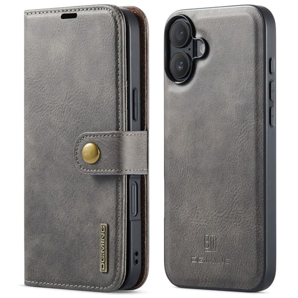 DG.MING 2-i-1 Magnetiskt Plånboksfodral iPhone 16 Plus Brun