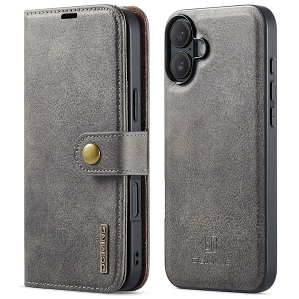 DG.MING 2-in-1 Magnet Wallet iPhone 16 Plus Brown