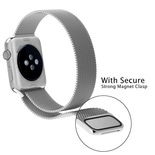 Milanese Loop Armbånd Apple Watch 45mm Serie 9 Sølv