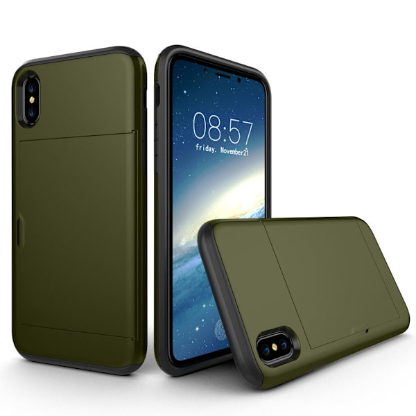 Skal Med Kortfack iPhone X/XS Grön
