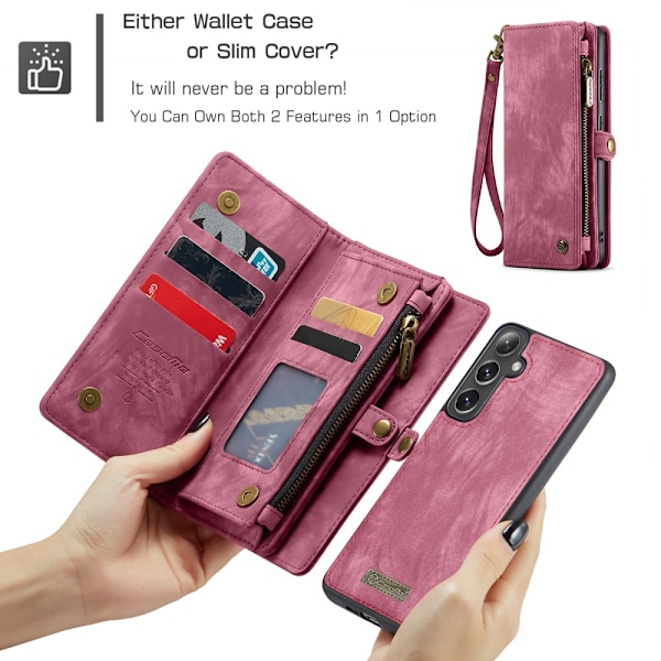 CaseMe Multi-Slot 2-in-1 Lompakko Kotelo Galaxy S25 Plus Punainen