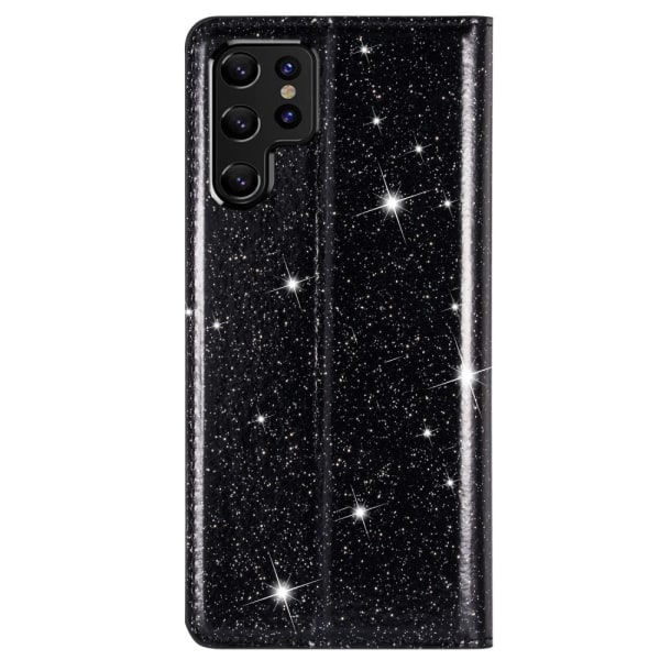 Glitter lompakkokotelo Samsung Galaxy S22 Ultra Black