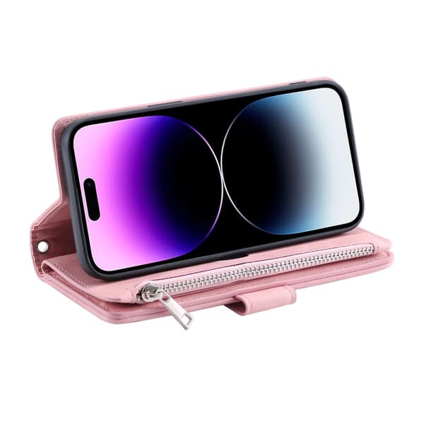 iPhone 16 Pro Plånboksväska Vadderad Rosa