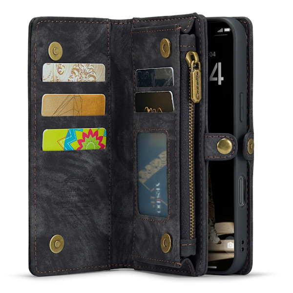 CaseMe Multi-Slot 2 i 1 Pungetui iPhone 16 Sort