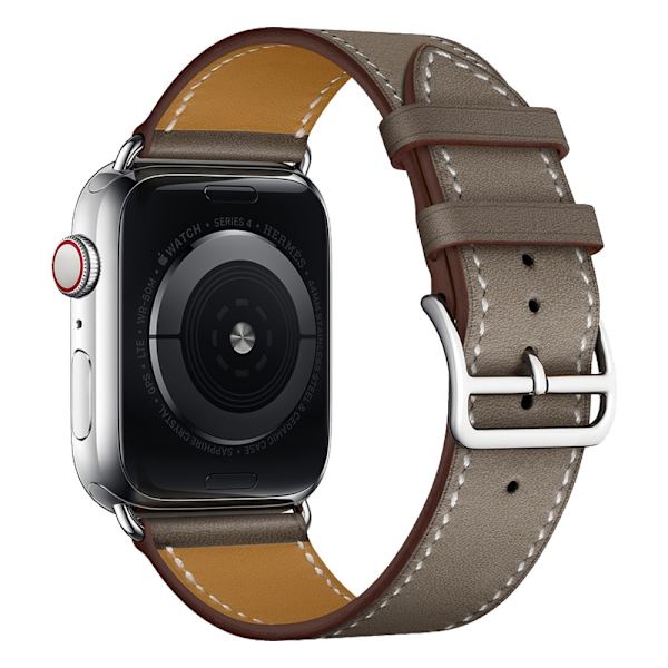 Ægte Læderarmbånd Apple Watch Series 10 46mm Grå