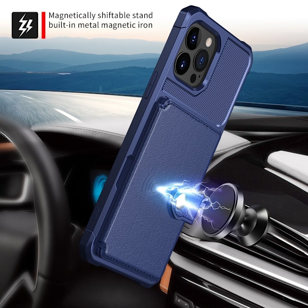 Monikäyttöinen lompakkokotelo iPhone 14 Pro Max - Sininen