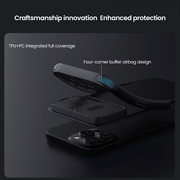 Nillkin CamShield Skal iPhone 16 Pro Max Sort