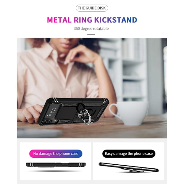 Hybridskal Samsung Galaxy Z Flip 4 Ringhållare Svart