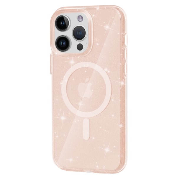 Kimalteleva MagSafe-kuori iPhone 15 Prolle, läpinäkyvä kulta