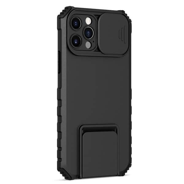 Kickstand Cover iPhone 15 Pro Max Kamerabeskyttelse Sort