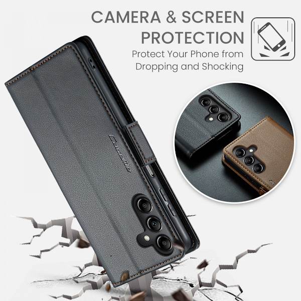 CaseMe Slim Pungetui RFID-beskyttelse Samsung Galaxy A14 Sort