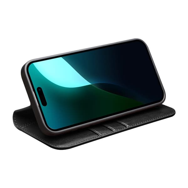 Qialino Plånboksfodral Läder iPhone 16 Plus Svart