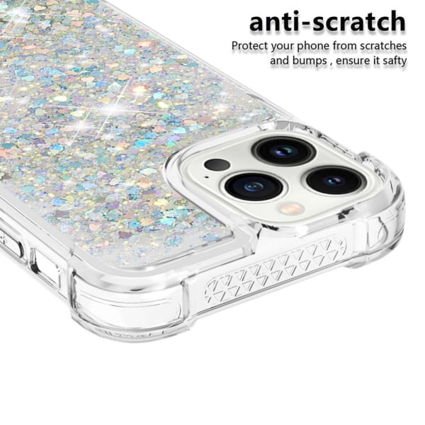 Glitter Bling TPU -kotelo iPhone 14 Prolle, hopea