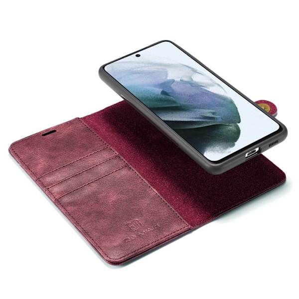 DG.MING 2-in-1 Magnet Wallet Samsung Galaxy S21 FE Red