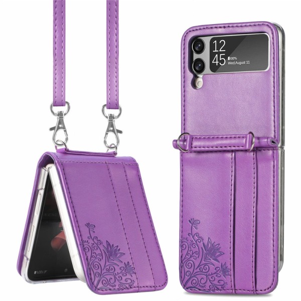 Nahkakotelo Butterflies Samsung Galaxy Z Flip 4 Purple
