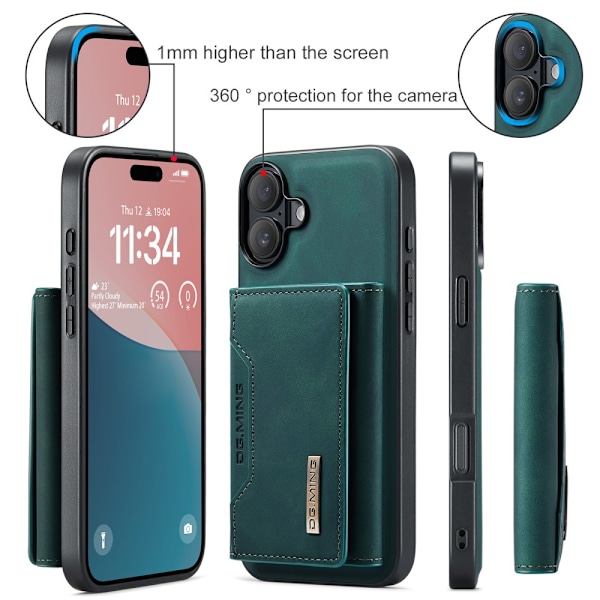 DG.MING 2 in 1 Magnetic Card Slot Case iPhone 16 Green