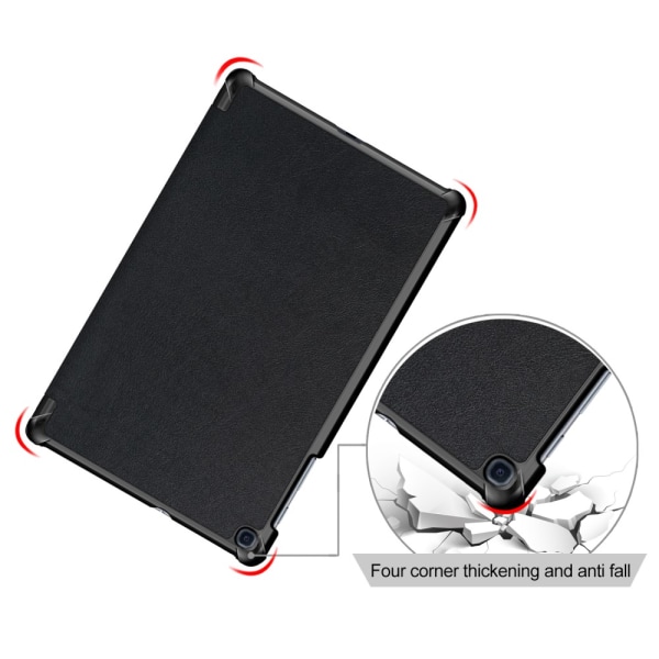Tri-Fold Stand Læderetui Samsung Galaxy Tab A 2019 Sort