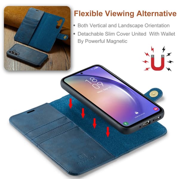 DG.MING 2-i-1 Magnetiskt Plånboksfodral Samsung Galaxy A54 Blå