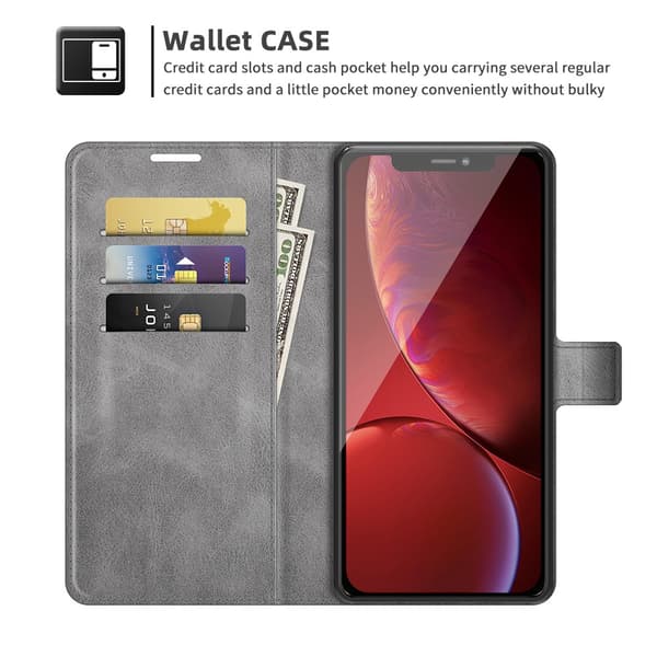 iPhone 13 Pro Plånboksfodral Läder Grå