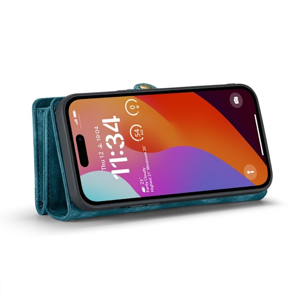 CaseMe Multi-Slot 2 i 1 Plånboksfodral iPhone 16 Pro Max Blå