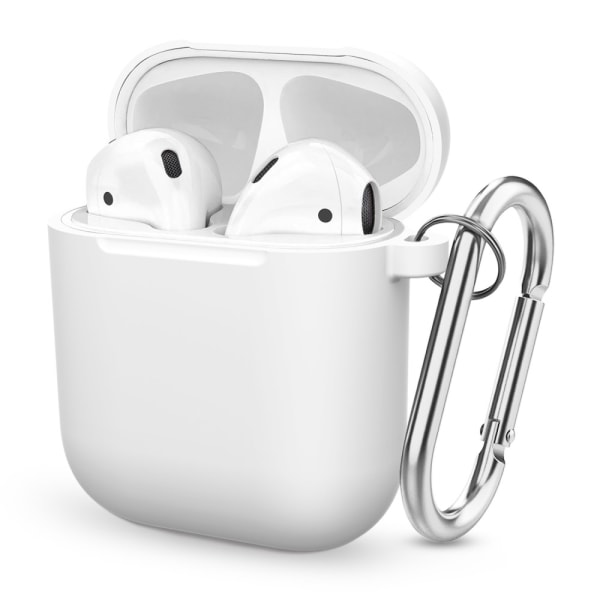 Silikoneskal med karabinhage til Apple AirPods - Hvid