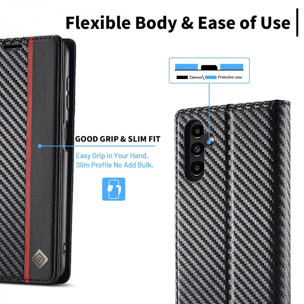 LC.IMEEKE Plånboksfodral Samsung Galaxy A15 Kolfibertextur