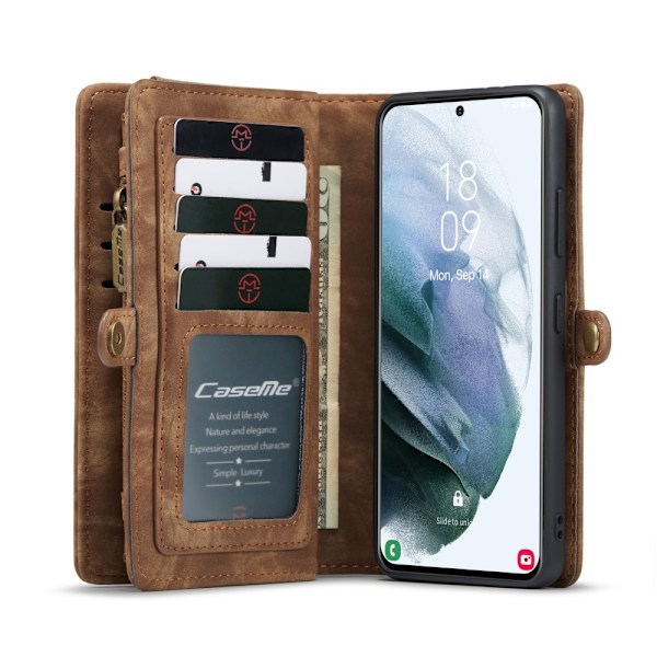 CaseMe Lompakkokotelo Multi-Slot Samsung Galaxy S21 Ultra Ruskea