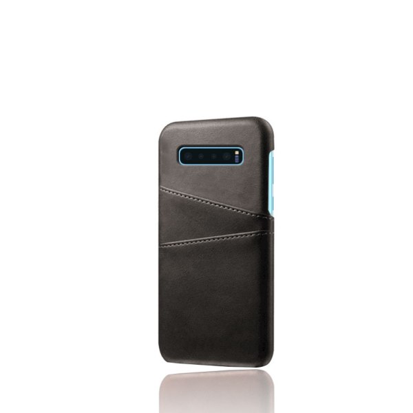 Læderskal med kortholder til Samsung Galaxy S10 Plus Sort