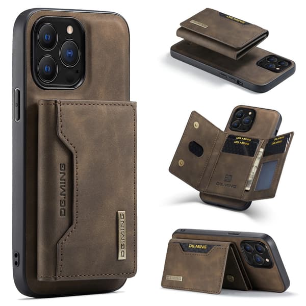DG.MING 2-i-1 Magnetiskt Skal Med Kortfack iPhone 16 Pro Max Bru