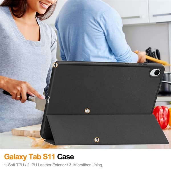 Samsung Galaxy Tab S11 Tri-Fold Cover med Pen-holder Sort