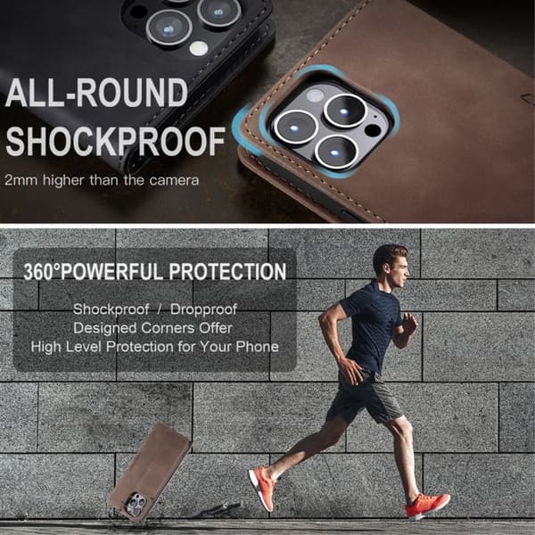 CaseMe Slim Plånboksfodral iPhone 14 Pro Max Brun