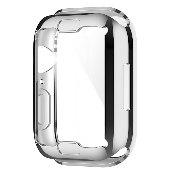 Apple Watch 41mm Series 9:lle tarkoitettu läpinäkyvä TPU-kuori, jossa hopeanvärinen kehys