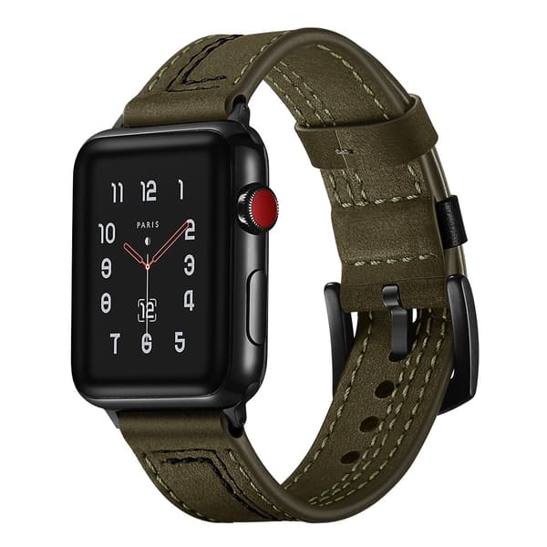 Läder Armband Apple Watch Ultra 3 49mm Grön