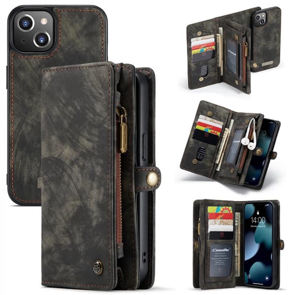 CaseMe Multi-Slot 2 i 1 Plånboksfodral iPhone 13 Mini Harmaa