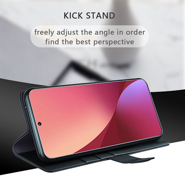 Aito nahkakotelo Xiaomi 12 Prolle, musta