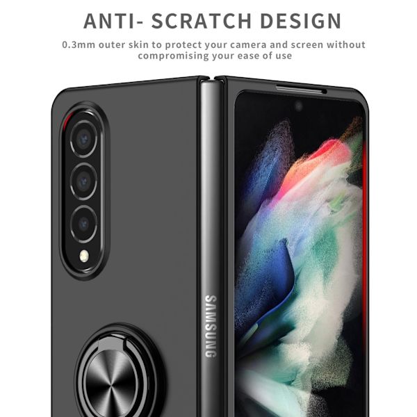 Samsung Galaxy Z Fold 4 Cover med Magnetisk Ringholder Sort