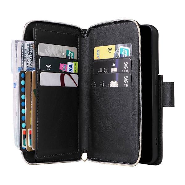 Zipper Magnet Leather Wallet Samsung Galaxy S23 Svart