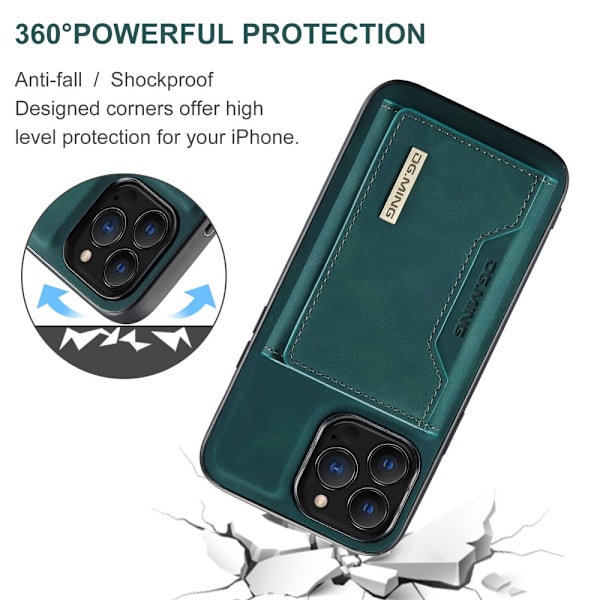 DG.MING 2 i 1 Magnetisk Kortlomme Etui iPhone 16 Pro Grøn