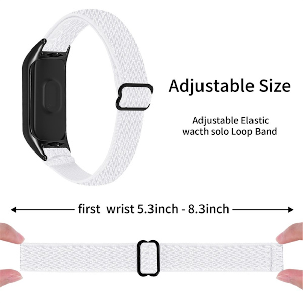 Xiaomi Mi Band 3/4 valkoinen nailonranneke