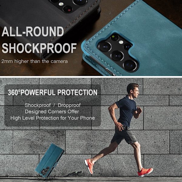 CaseMe Slim Lompakkokotelo Samsung Galaxy S24 Ultra Sininen